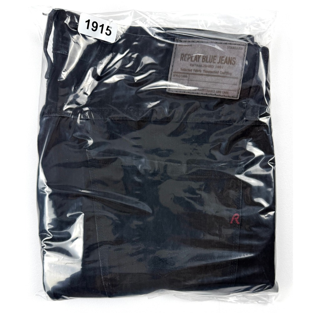 Replay Anbass Mens Jeans 34 (Actual 34x30) Black Slim Tapered Fit Denim #1915 - Picture 10 of 10